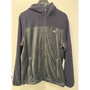 Adidas Men's XL Fleece Plush Black and Gray Zip Up Hoodie